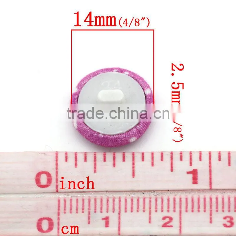 White Dot Print Purple Cloth Wrap Round Sewing Shank Buttons