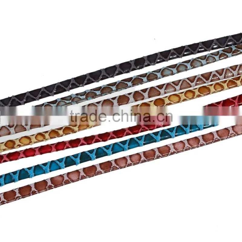 Blue Snakeskin Pattern Flat PU Leather Cord