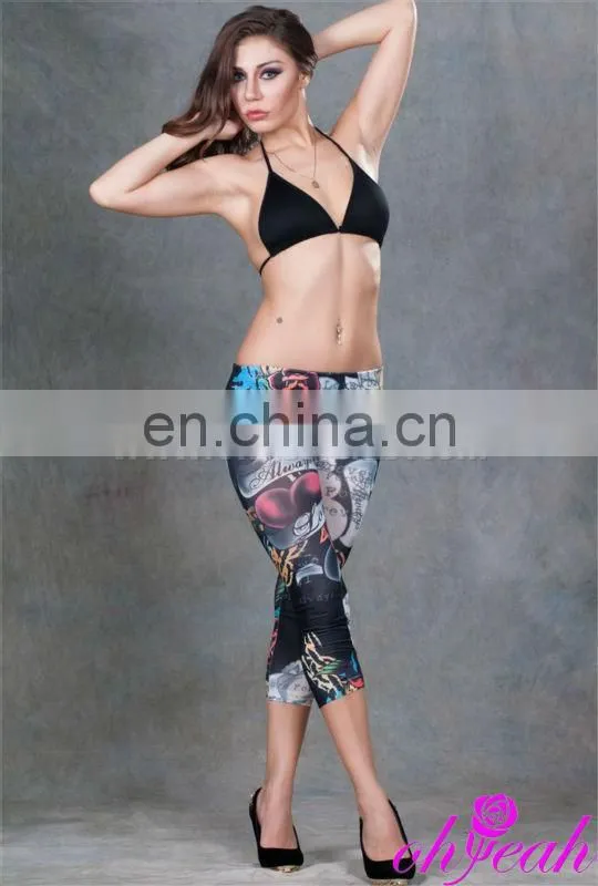 Cheap printed short tight leggings pictures in summer