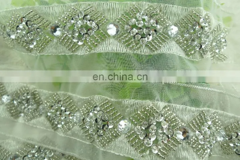 2015 decorative white beade trim for wedding Fancy Lace Trim for garment