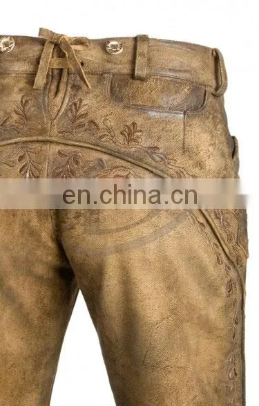 Over Knee Leather Pants Suede Leather Brown German Bavarian Lederhosen (German Garments)