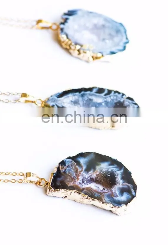 Druzy Black and Gold Agate Jewelry necklace