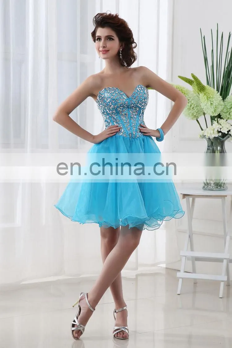 Wholesale Sweetheart Sleeveless Crystal Tulle Short Cocktail Dress SD015