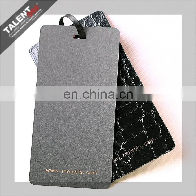 custom private design black & Withe embossing paper hot stamping gold hangtag for clothing