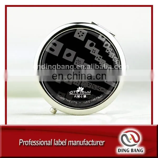 Promotion Cheap China Blue And White Porcelain Style Custom Made Metal Promotion Gift 70mm Epoxy Pocket Mirror