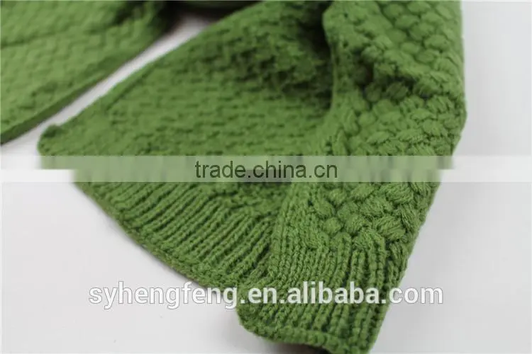 Fashionable women scarf hat and gloves knitted set