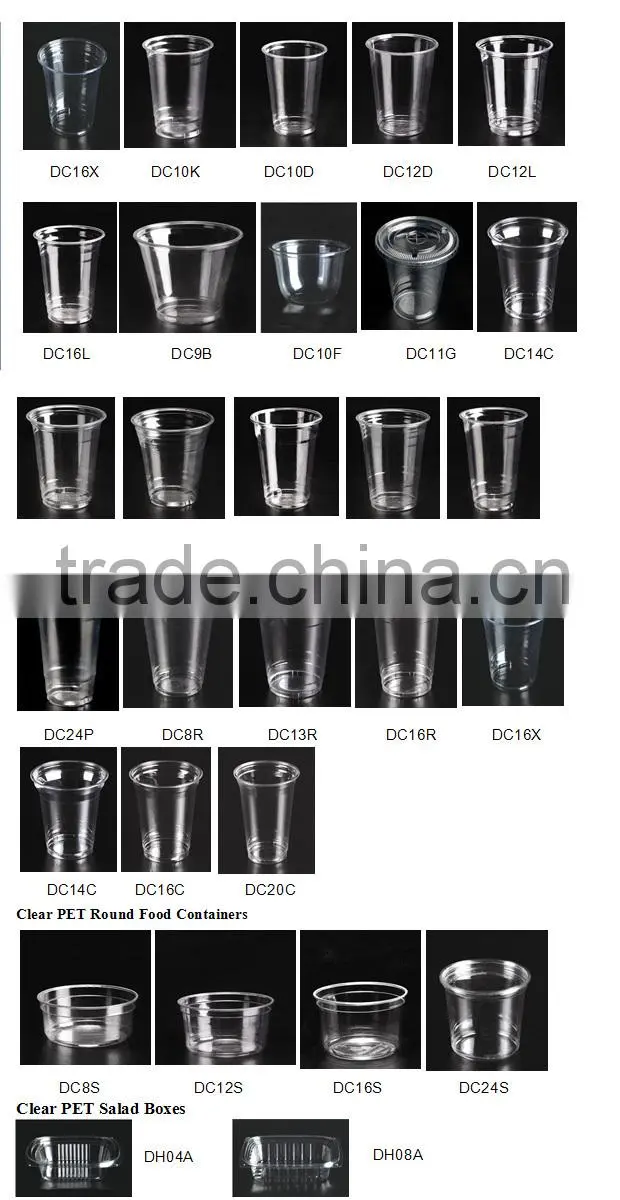 take away tableware plastic smoothie round containers for fruit or vegetables wholesale