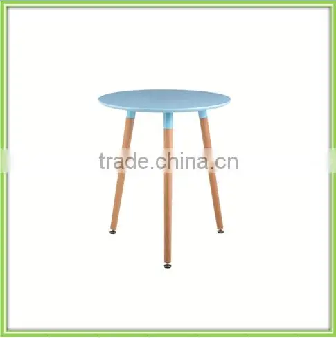 Solid Wood Legs And Blue Round Coffee Table Wood