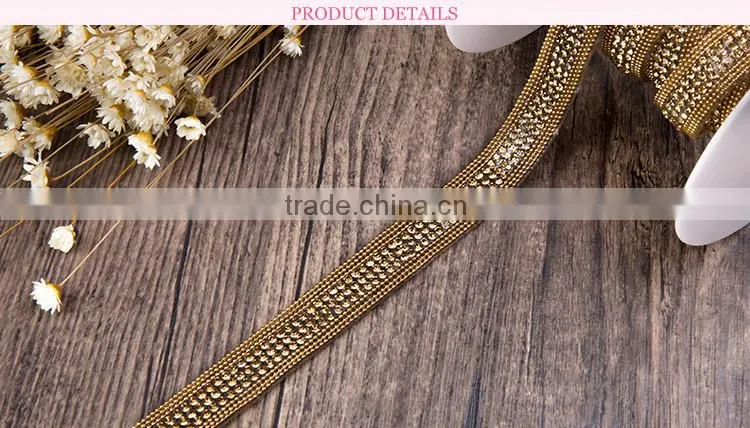 Hot Fix Crystal Fancy Stone Chain Trimming For Dresses Used Brass Cup Chain