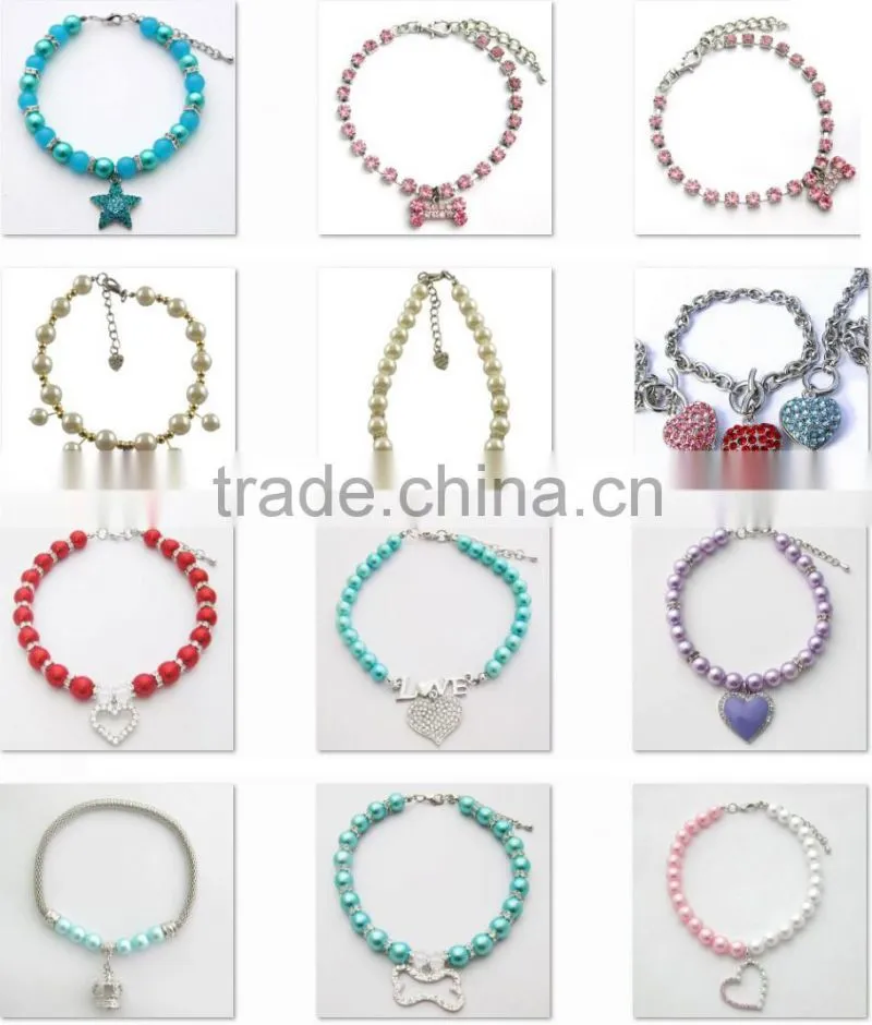 crystal stone heart pearl cat pendant necklace