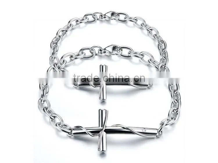 Stainless steel bracelets Cross couple bracelet titanium steel rose gold plating valentine's day gift