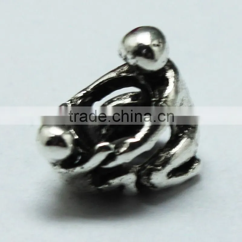 Lead Free Nickle Free Zinc Alloy Pdora Wrestling Theme Jewelry Hole Beads for Bracelets and Necklaces