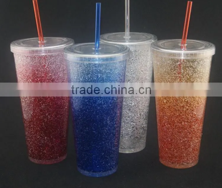 PBA free Plastic double wall insulated Ice Mugs Freezer Beer Cup with Ice Gel