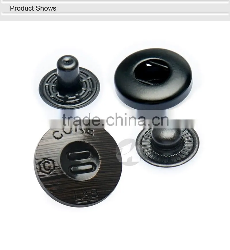 Fashion Shiny Brushed Surface Engraved Snap Buttons Custom