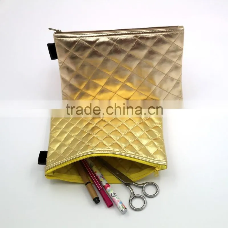 Shiny PU makeup bag fashionable gold PU comestic case