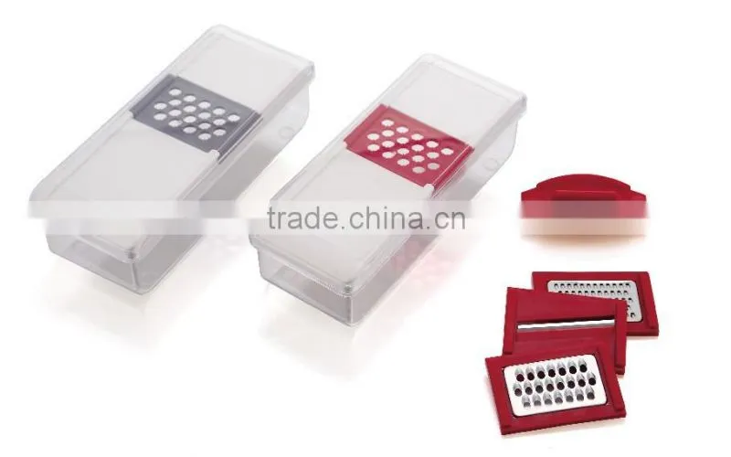 Multi-Blade Plastic Vegetable Grater with Container Kitchen Box Grater with Interchangeable Stainless Steel blade