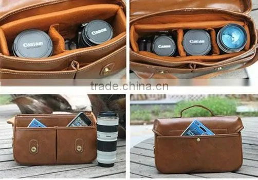 Pu leather dslr camera bag for canon nikon sony