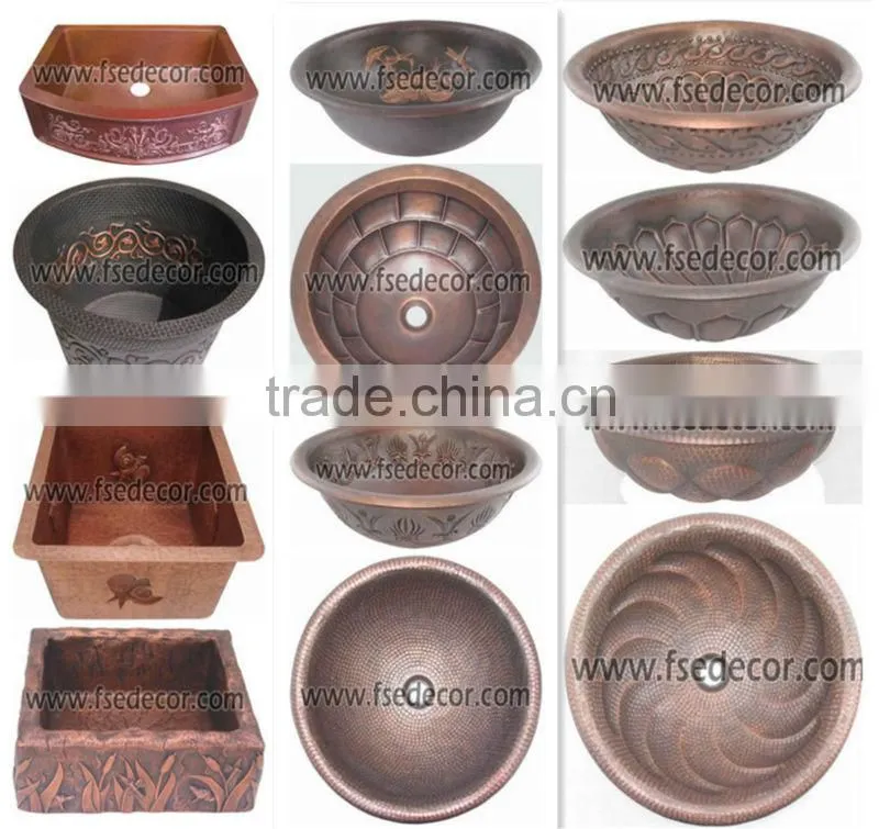 Single bowl Bathroom art Copper Sink FSE-CS-101