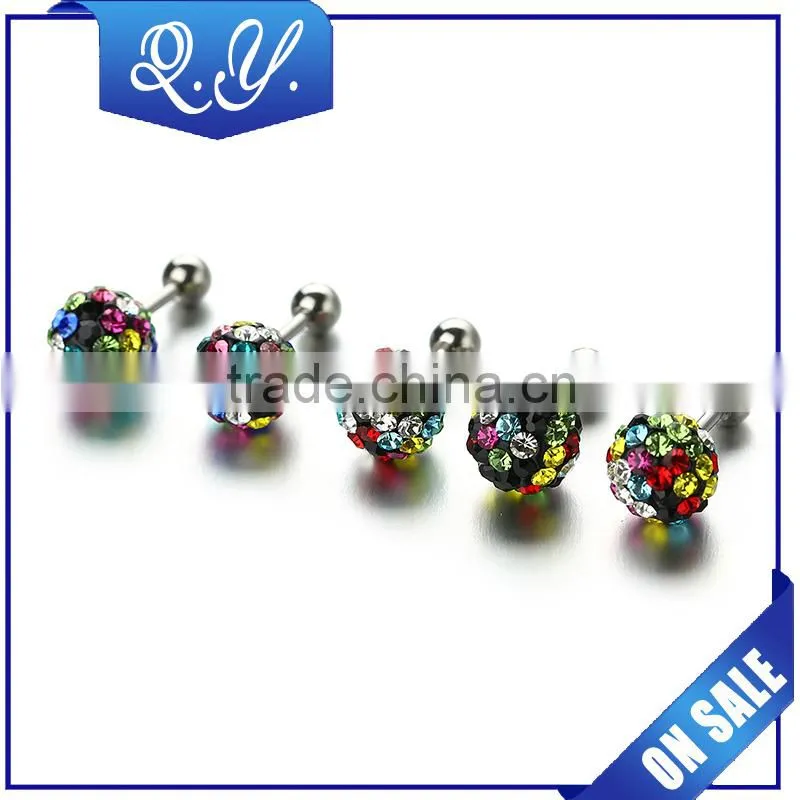 Wholesale Rhinestone Women Fashion Earring Round Crystal Ear Studs Costume Jewelry