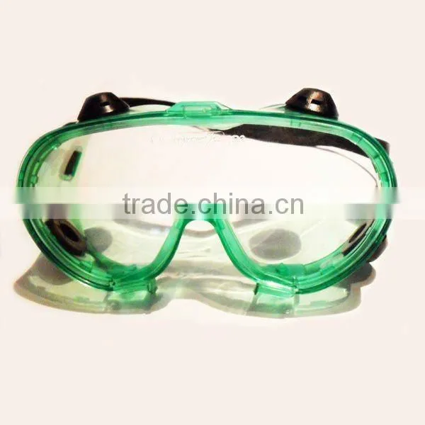 replaceable lens medical security goggles PVC security goggles EN 166 PC lens security goggles green security goggles for sales