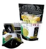 half aluminum foil and half transparent stand up pouch with ziplok