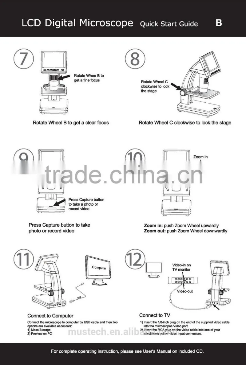 5M 1000X Desktop digital microscope with 3.5'' LCD screen