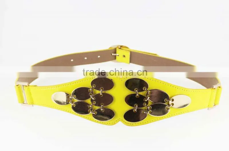 Hot sale Women's PU fashion girls dresses belt with shiny metal accessories for dress