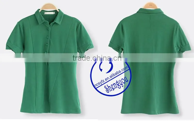 Wholesale spandex cotton plain blank women polo shirt