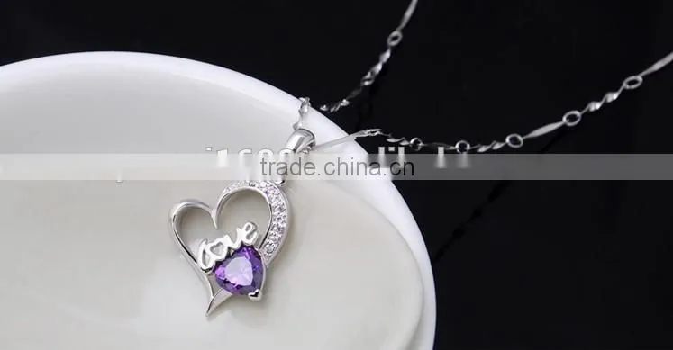 Lovely Heart Shaped Sterling Silver Pendants Micro Pave Set CZ Diamonds