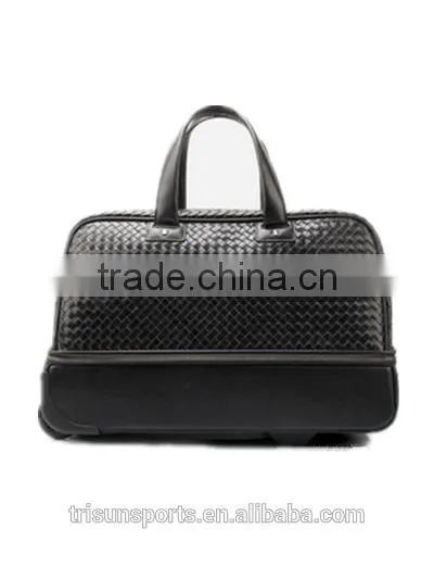 Design leather laptop travel trolley luggage bags, foldable traveling bag