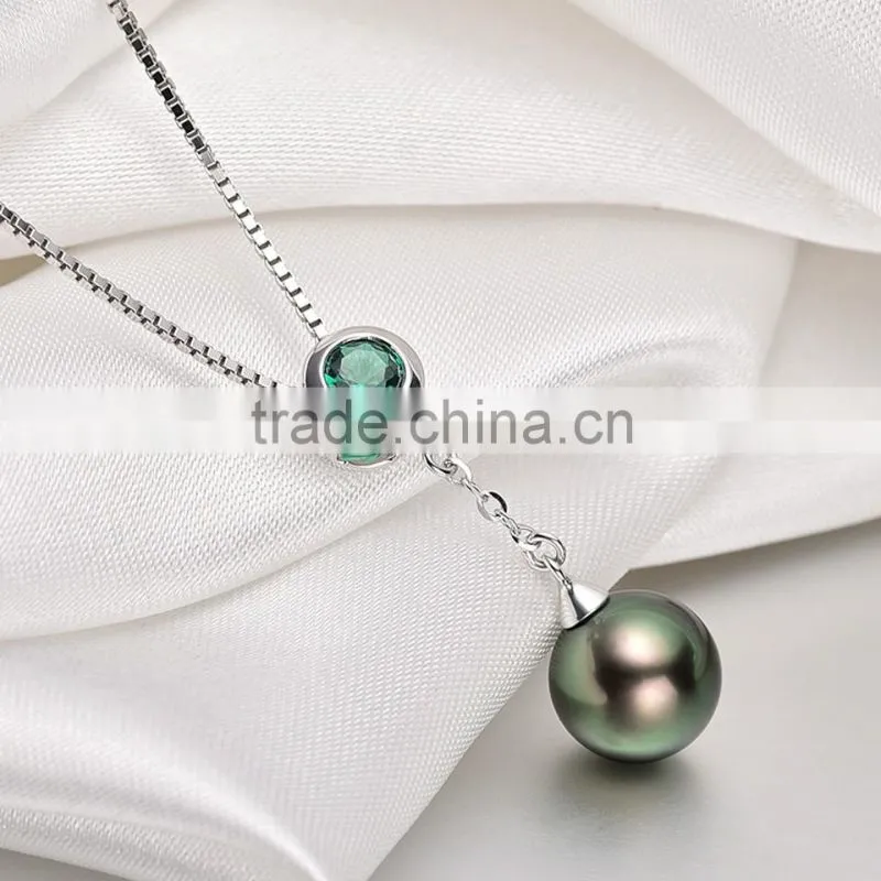 best gift 8--9mm natural tahitian black pearls necklace pendant