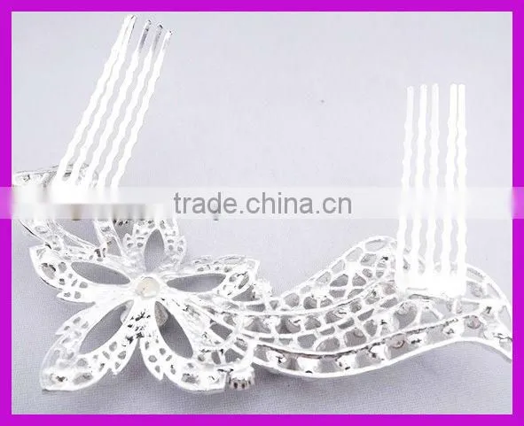 Luxurious rhinestone butterfly bridal hair comb for bride manufacturers China supplier BY 1871