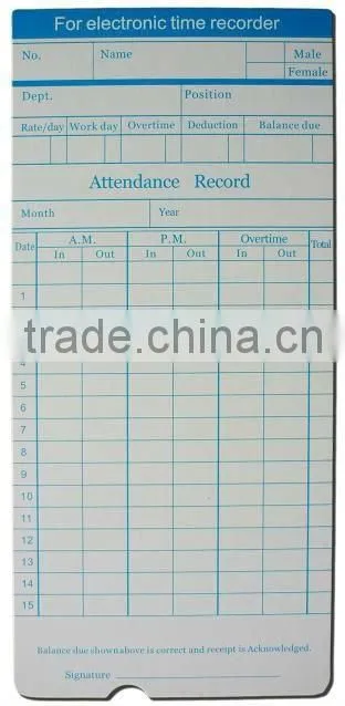 time cards 50pcs or 100pcs/ bag, for relogios de ponto/ time recorder