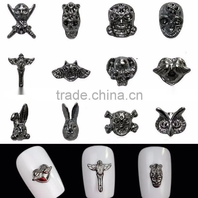3D Nail Art DIY Rhinestone Decoration Nail Accessories Rock Punk Alloy Skull Rivet Craw For Manicure Tools