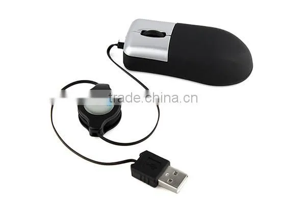 wired retractable cable mini optical mouse