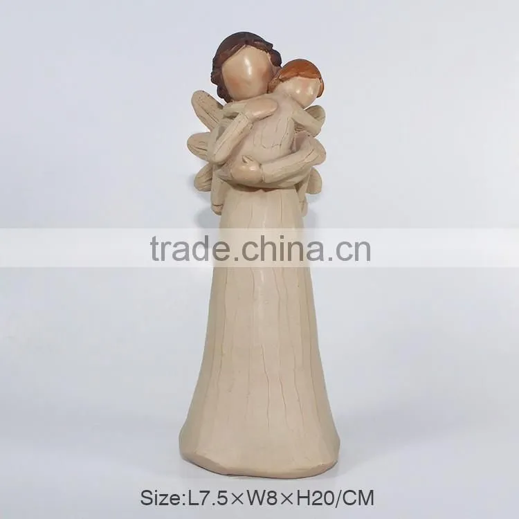 2016 Customized Wood-Imitation Resin Angel with Wings,New Design Wholesale Resin Figurine