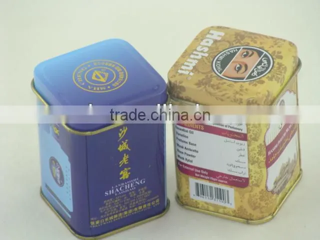 Square promotion tin for perfume