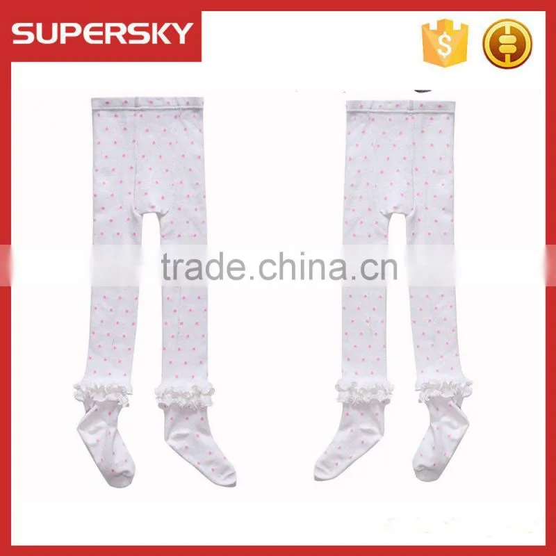 V-224 Latest korea knitting lace trim baby girl dance tight pantyhose with wave point