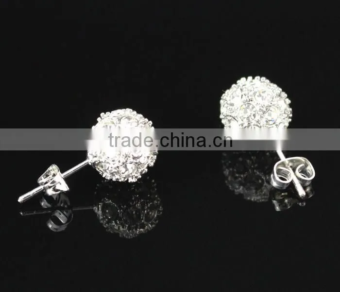 austrian crystal silver ball earrings stud