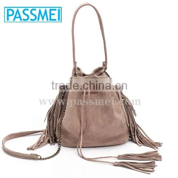 On Sale Leather Bucket bag, Mini Drawstring bag, Leather fringe bag