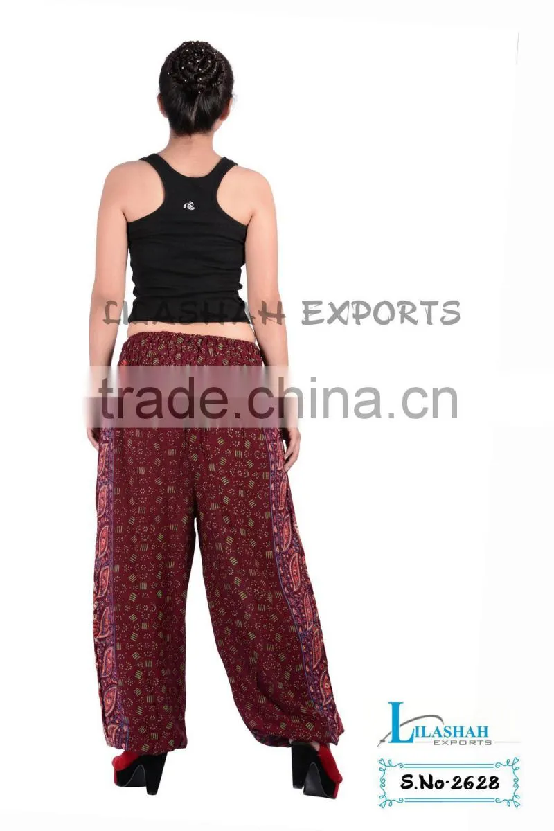 2628 Rayon Mandala pant Printed Harem Pants Supplier Vinatge Sari Patch Skirt Falds Dress Harem Pants Alibaba Trousers