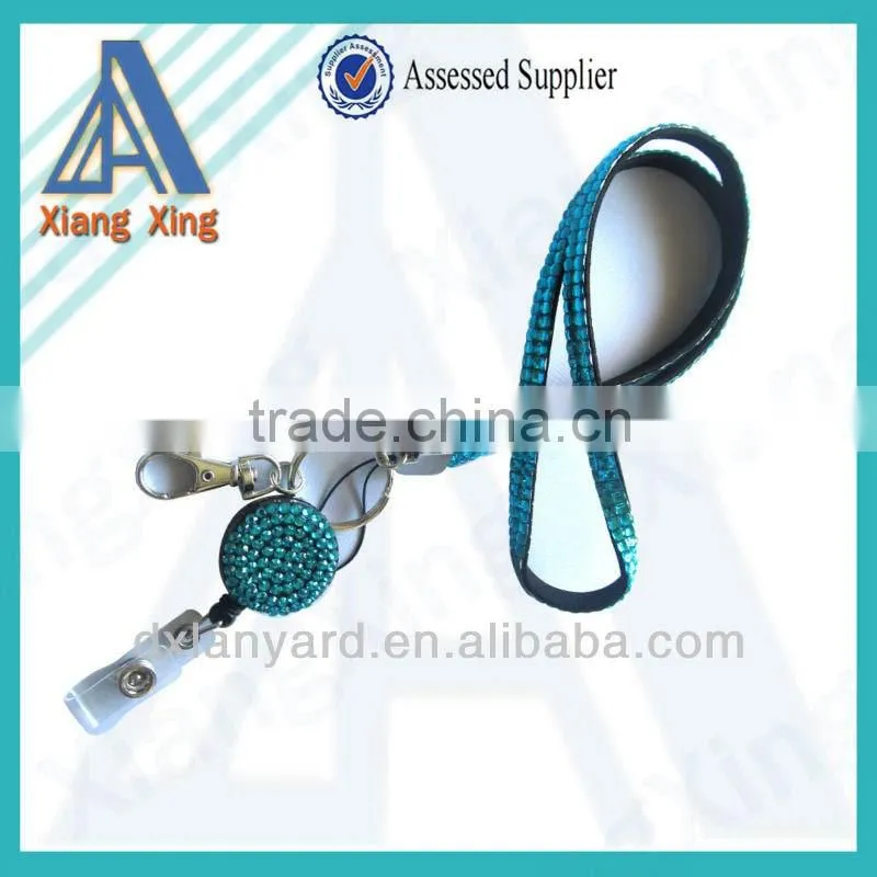 2016 crystal rhinestone lanyard with badge holder