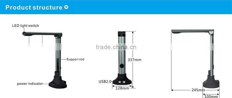 5MP Auto focus document camera portable A4 shooting size