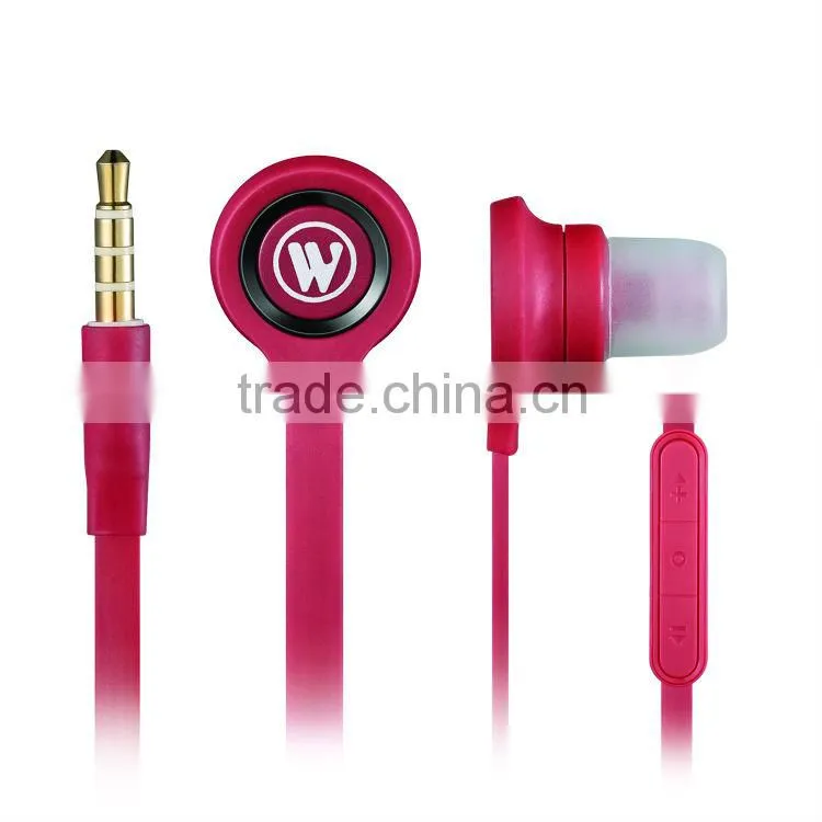 Flat cable in-ear earphone With Volume Remote