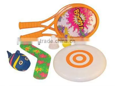 Plastic outdoor toy beach racket with pvc bag