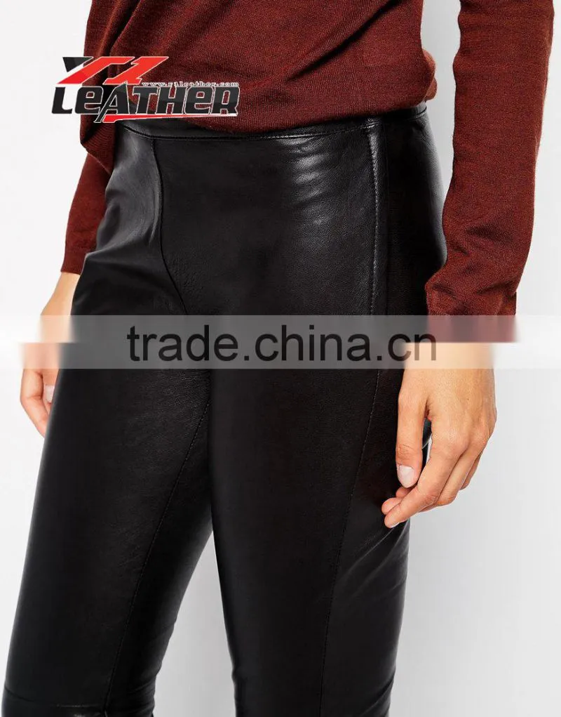 Joint Sexy Design Women's Black Leather Pants Ladies