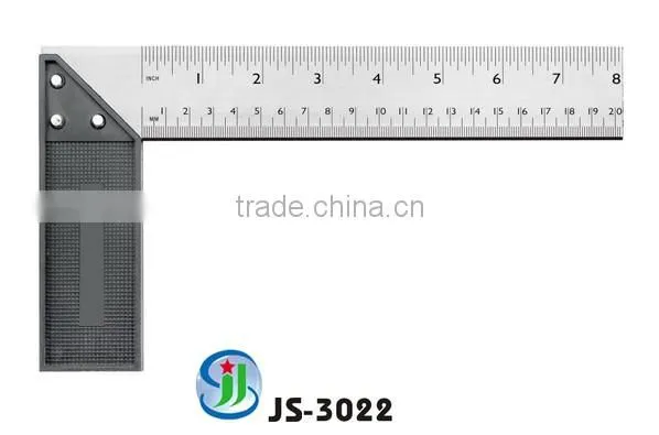 Yongkang supplier 8 inch L-shaped square ruler with black plastic handle