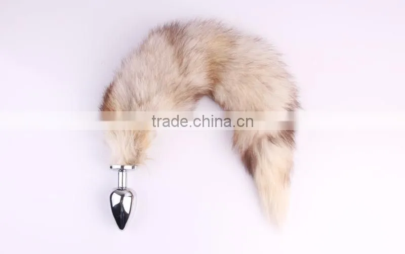 dog tail vibrating metal anal plug ,lady and man fox's tail butt plug, dog tail anal plug, butt plug tail