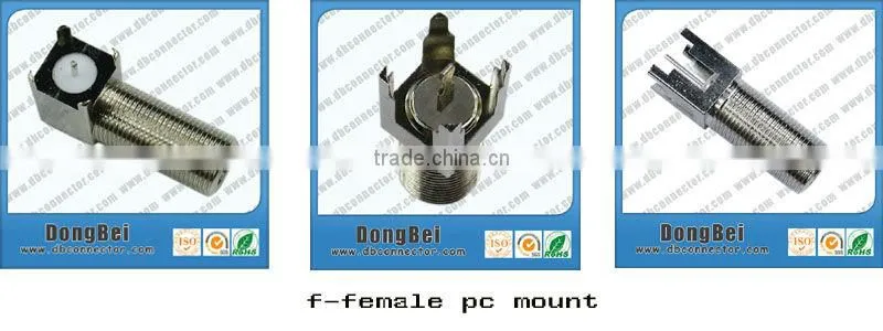 right angle f-female rf solder pc mount electric connectors from dongbei factory