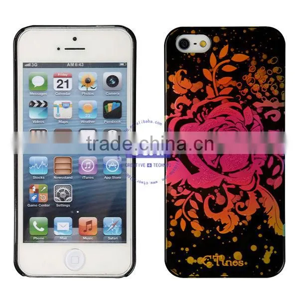 C&T Luxury Silver Foil Flower Rose Glitter Hard Case Cover for iPhone 5/5S